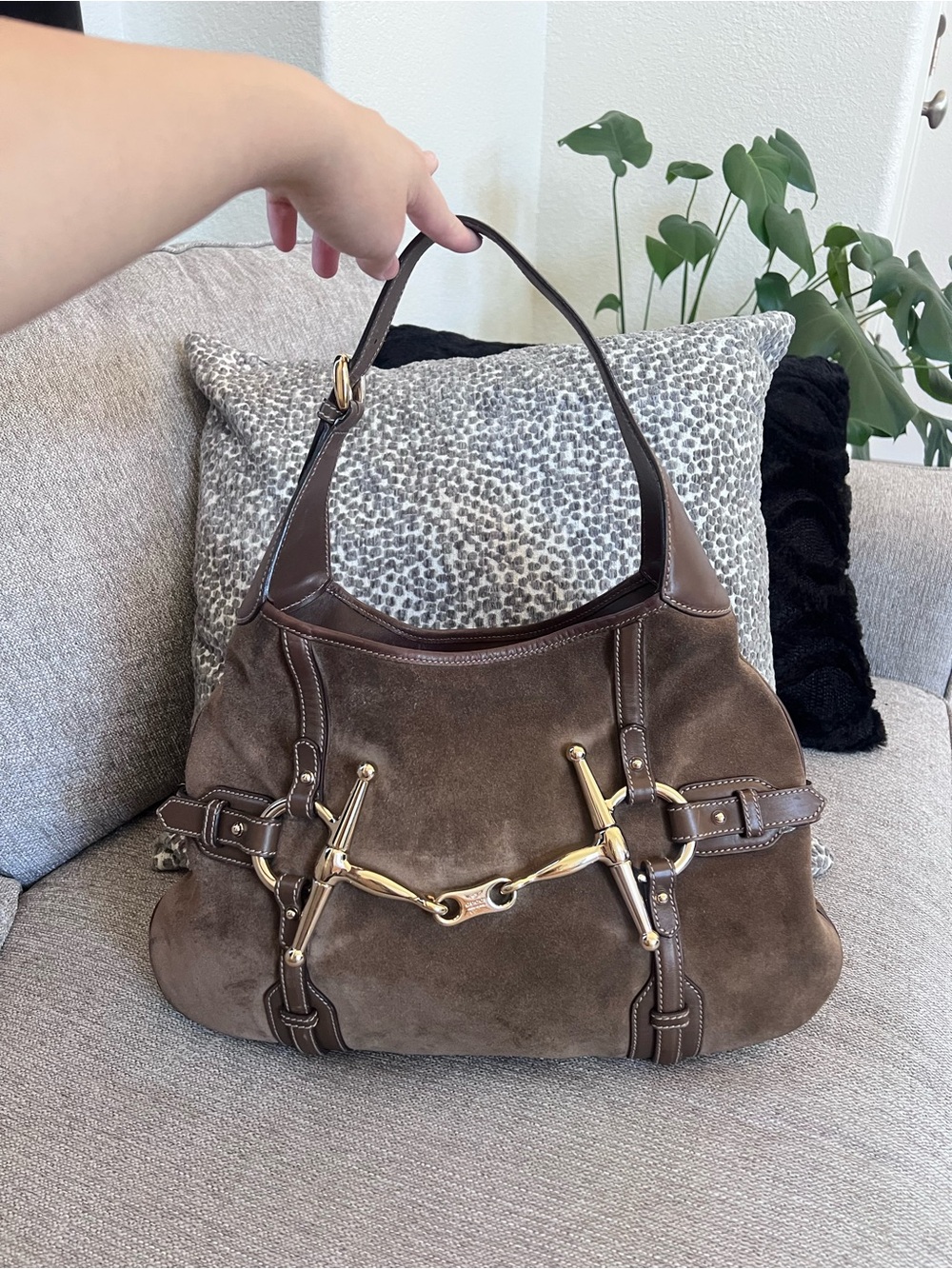 Gucci Limited Edition 85th Anniversary Horsebit Brown Suede Hobo Bag
